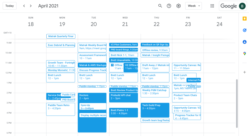 Clients calendar screenshot before working with TimeBeings